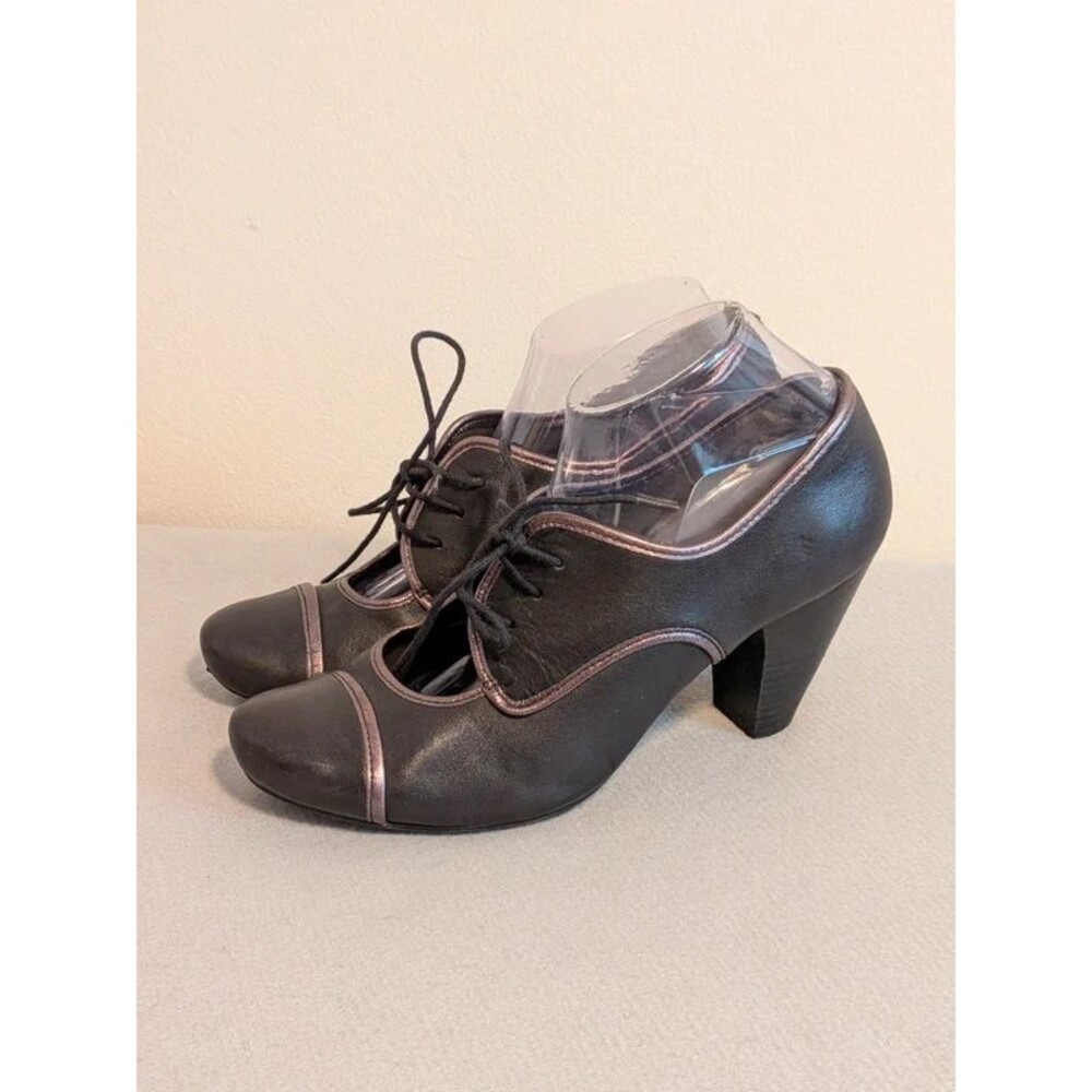 Black Leather Spectator Oxford Heels Pumps Shoes Womens 10M